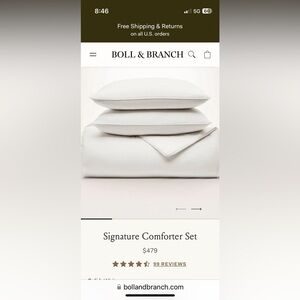 INCREDIBLE DEAL! BOLL & BRANCH 3 Piece Comforter Set NWT!  King/Cal King!!